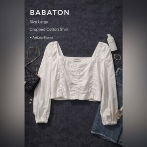 Babaton Cropped Cotton Blouse – Size Large